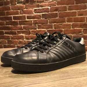 Prada Black Leather Low-top Fashion Logo Sneakers